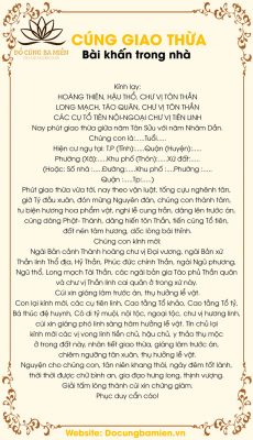 Bài Khấn Giao Thừa Trong Nhà Chuẩn Nhất