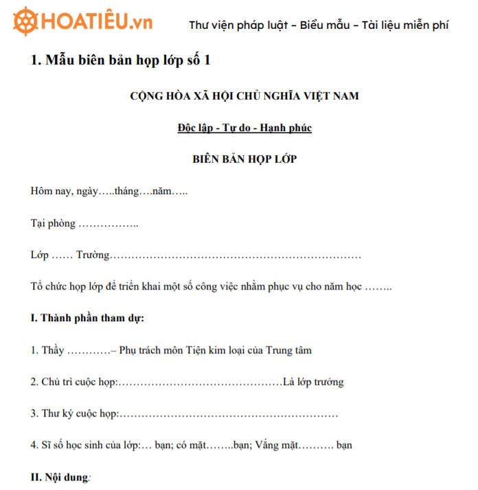 Bài Mẫu Viết Biên Bản Họp Lớp Chi Tiết, Chuẩn SEO