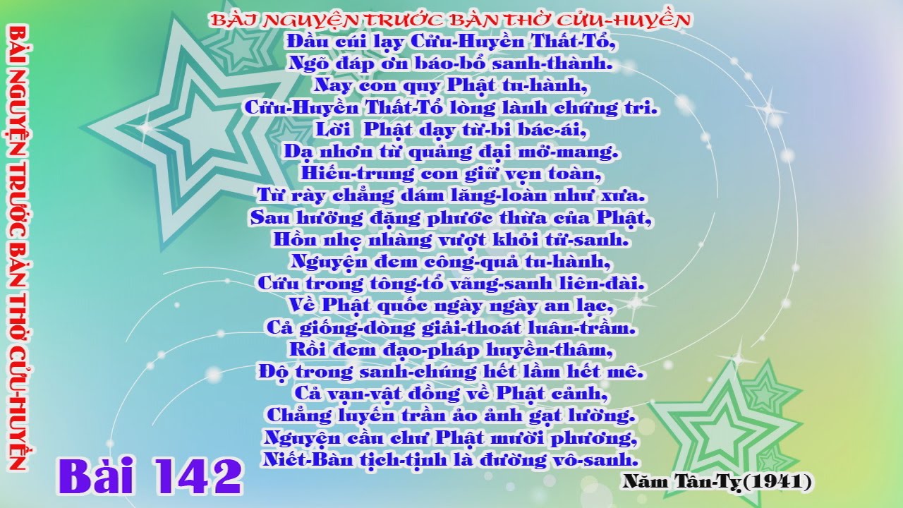 Bài Nguyện Trước Bàn Thờ Cửu Huyền