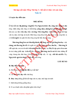 Bài Tập Cuối Tuần 14 Lớp 3 Môn Tiếng Việt