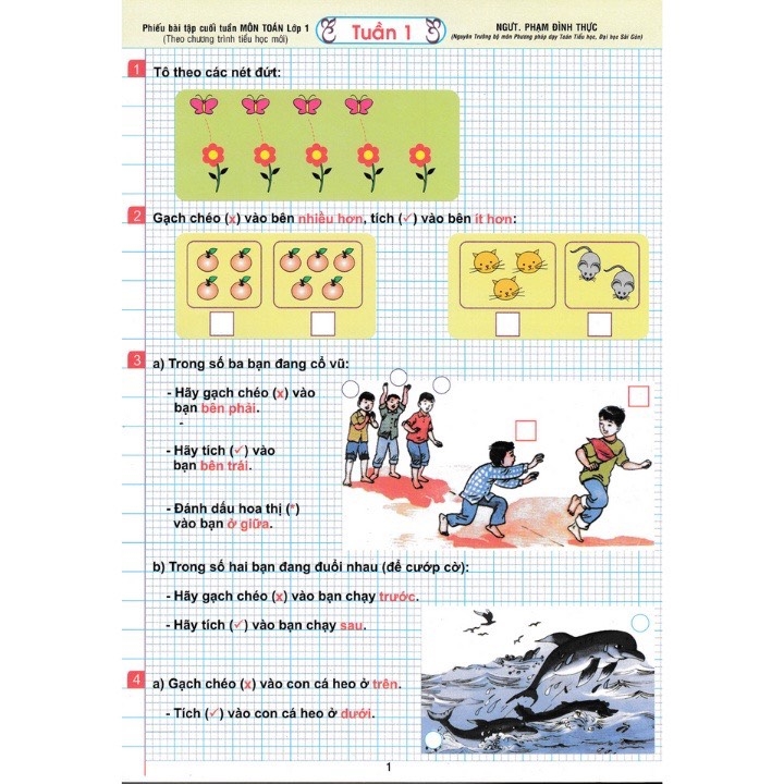 Bài tập Toán lớp 1 theo chương trình mới