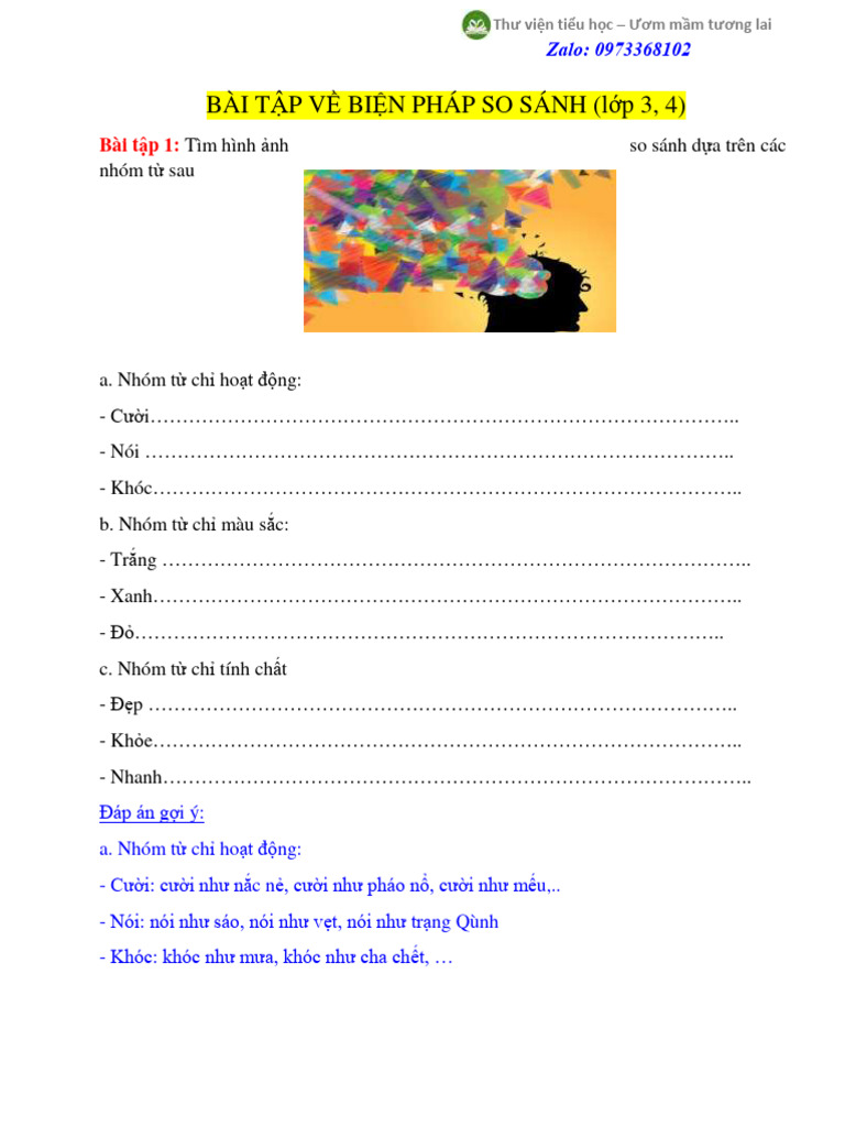 Bài tập về biện pháp so sánh lớp 3