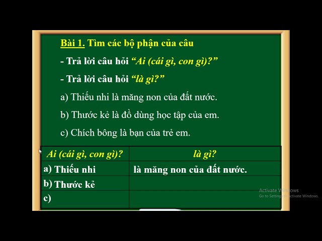 Bài tập về các kiểu câu lớp 3