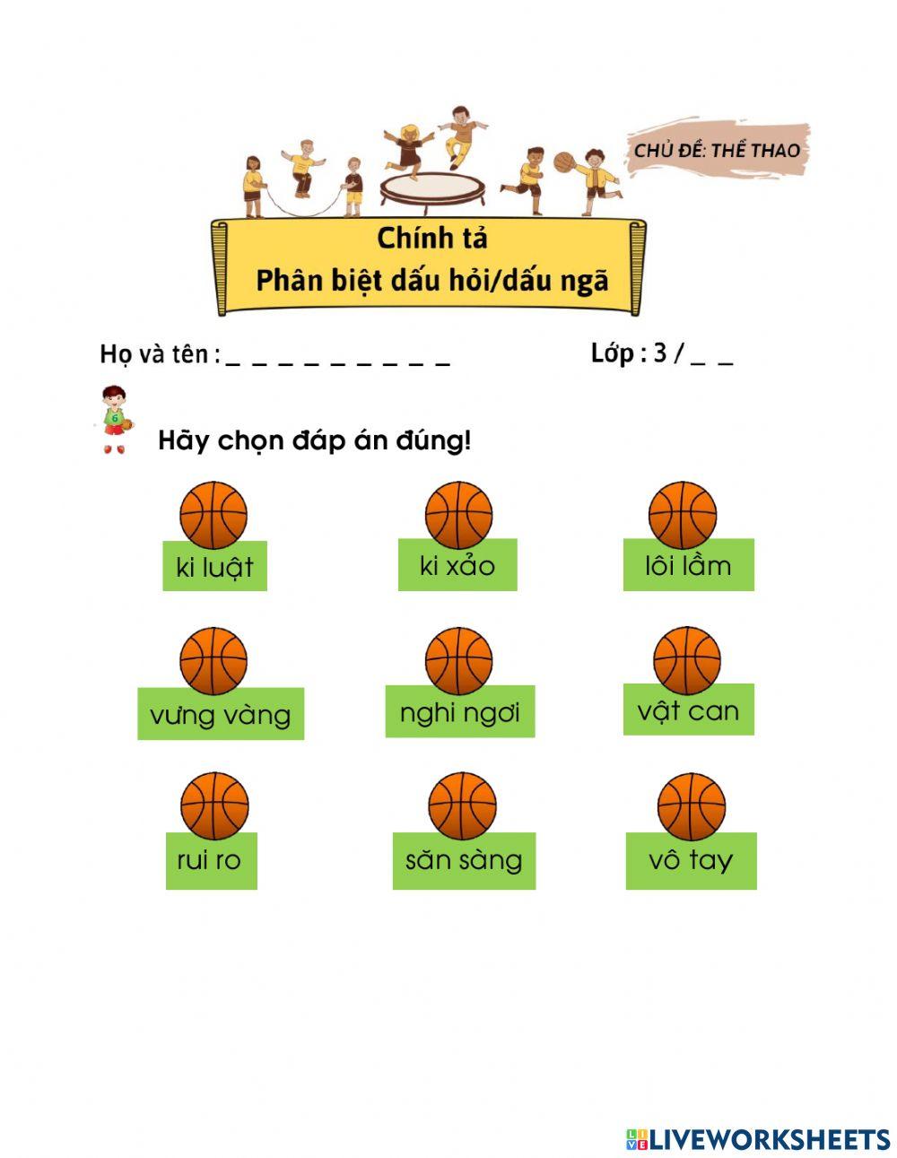 Bài tập về dấu hỏi và dấu ngã