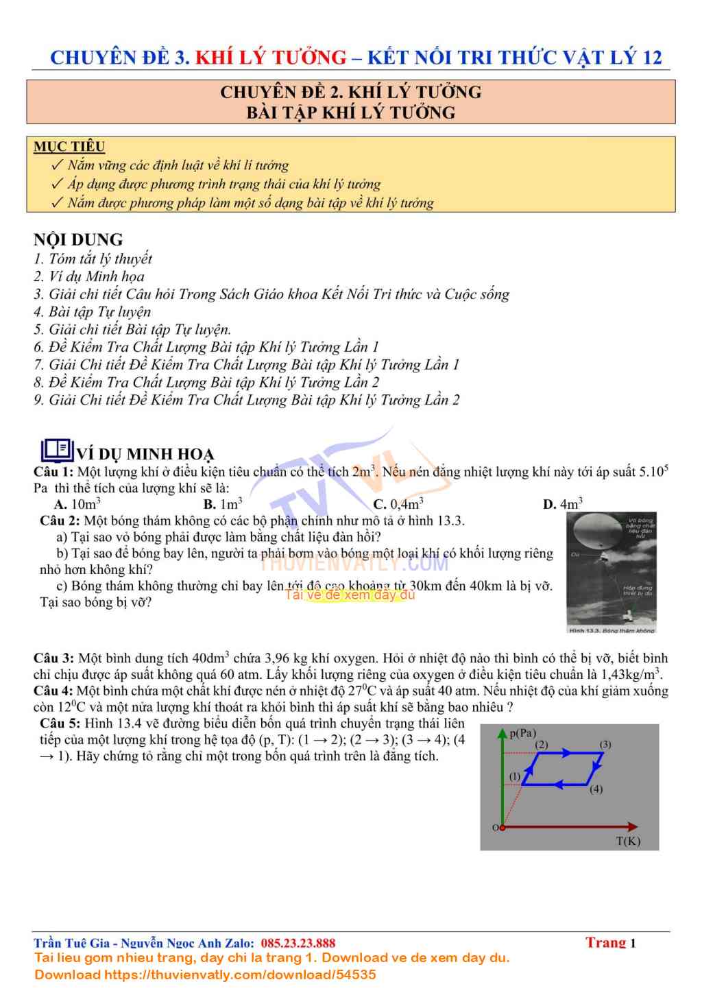 Bài tập Hóa lý có lời giải chi tiết và phương pháp Gallery 1