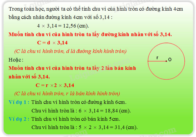 Công thức tính chu vi hình tròn lớp 5 Gallery 2