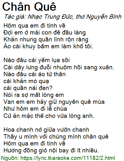 Bài Thơ Chân Quê Hay Nhất