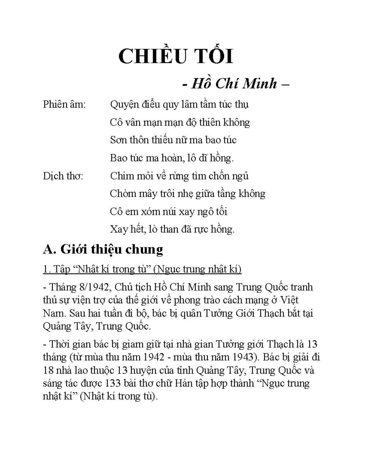 Bài Thơ Chiều Tối Lớp 11: Tổng Hợp và Phân Tích