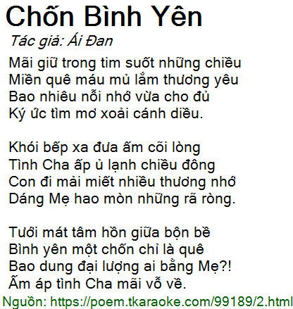 Bài Thơ Chốn Bình Yên