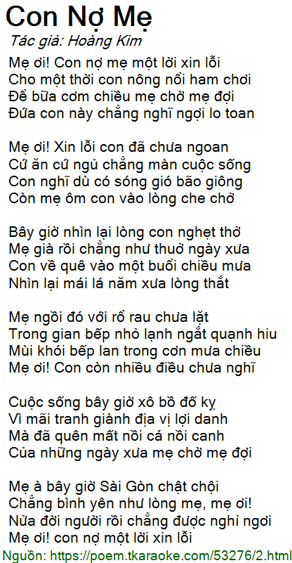 Bài Thơ Con Nợ Mẹ - Lời Ca Tụng Tình Mẫu Tử Vĩ Đại