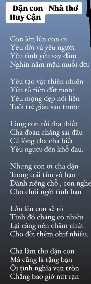 Bài Thơ Dặn Con của Huy Cận: Thông Điệp Yêu Thương và Trách Nhiệm