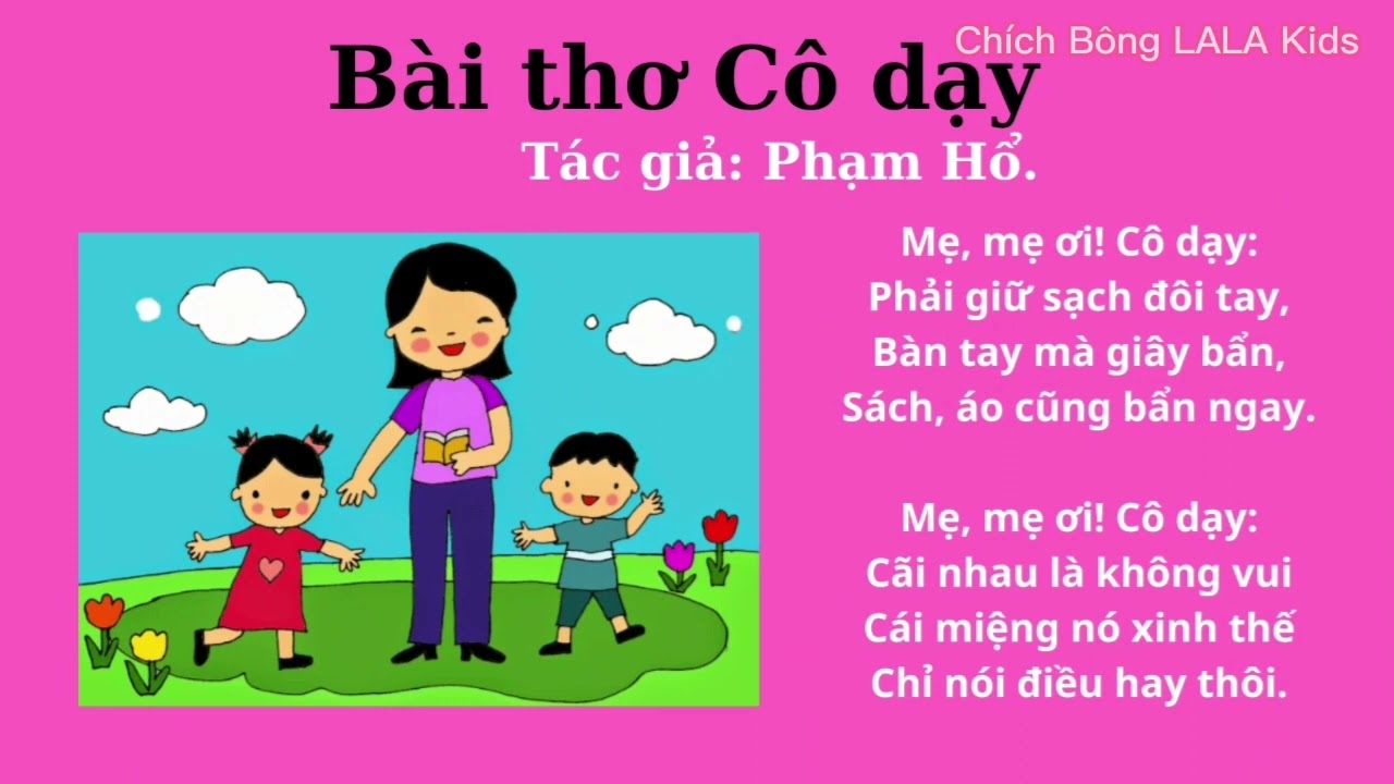 Bài thơ Mẹ Mẹ Ơi Cô Dạy
