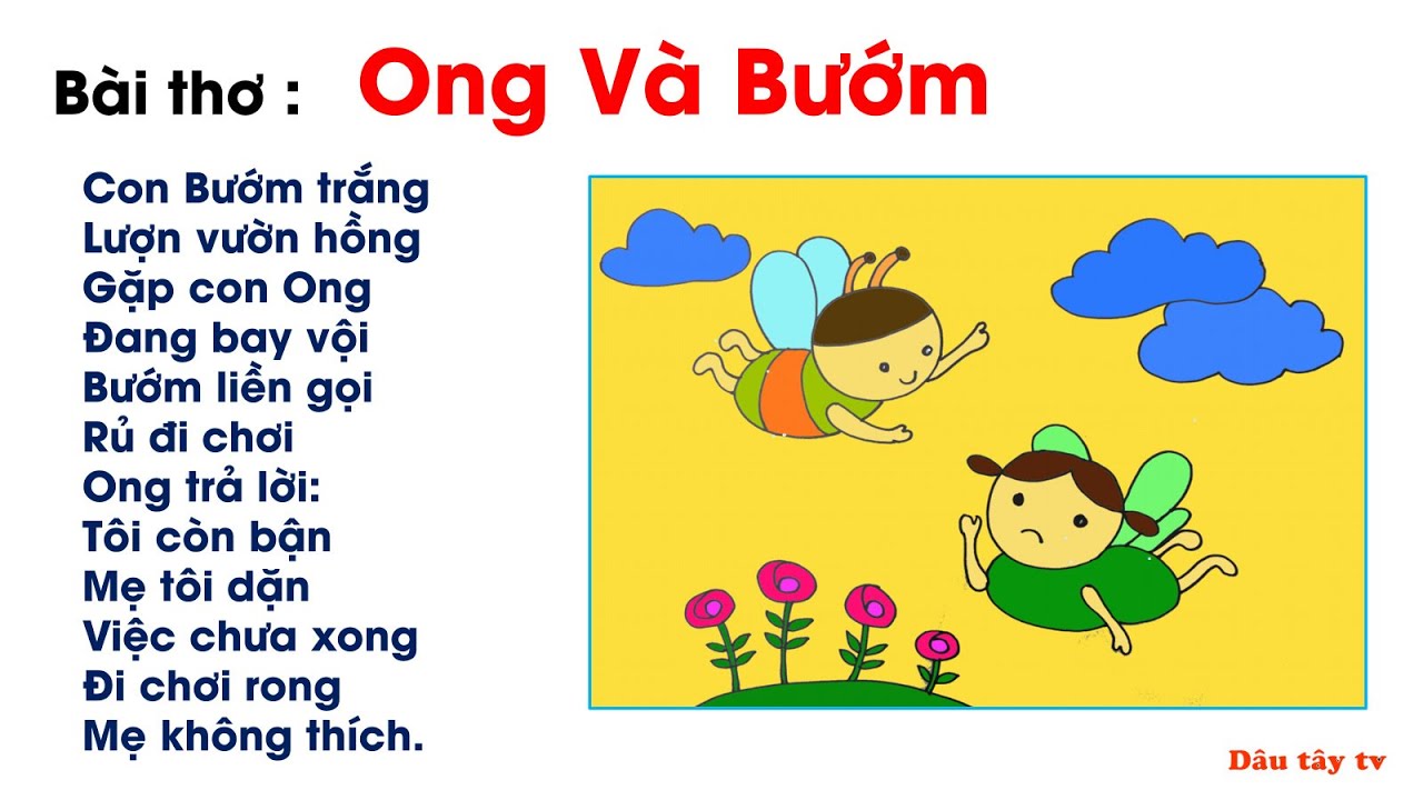 Bài Thơ Ong Và Bướm Mầm Non - Hay Nhất Cho Bé