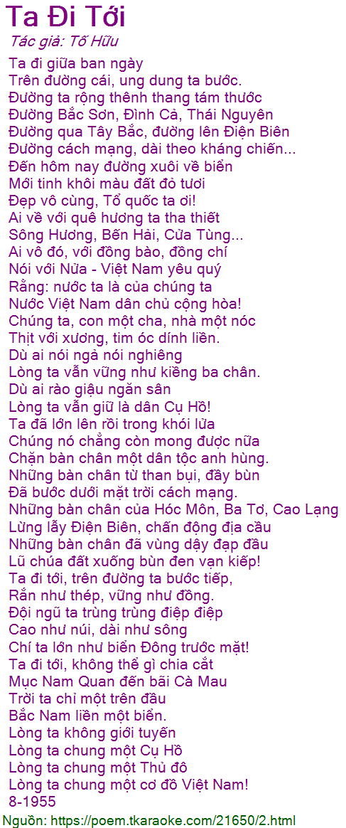 Bài Thơ Ta Đi Tới