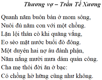 Thương Vợ - Trần Tế Xương: Cảm xúc sâu lắng của một người chồng