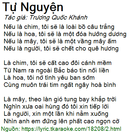 Bài Thơ Tự Nguyện