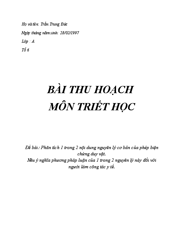 Bài Thu Hoạch Triết Học: Khám Phá Ý Nghĩa Sống Và Giá Trị Con Người