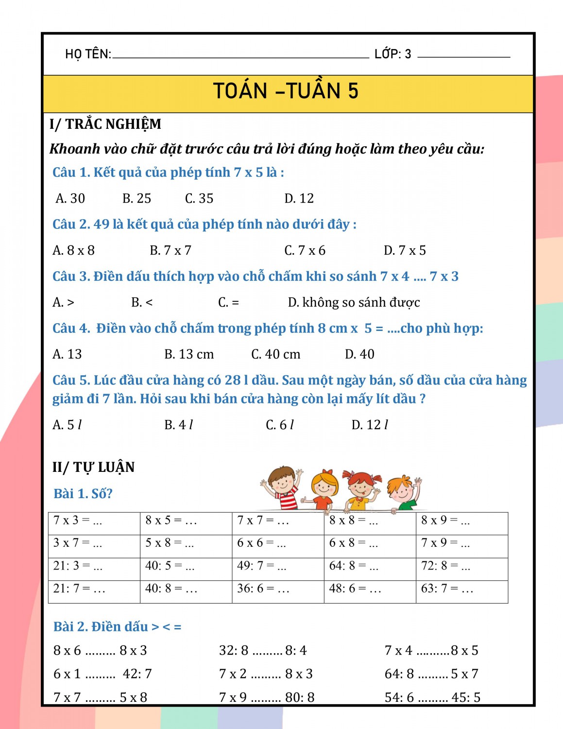 Bài Toán Lớp 3: Các dạng bài tập và phương pháp giải