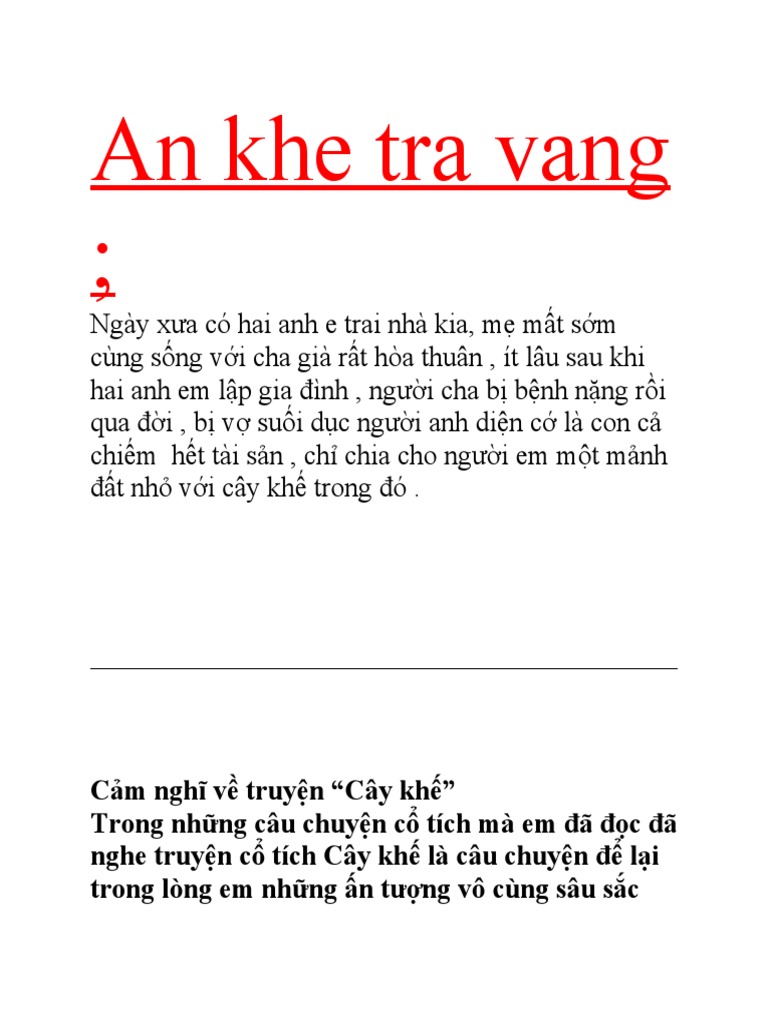 Bài Văn Ăn Khế Trả Vàng: Lòng Tham Và Hậu Quả