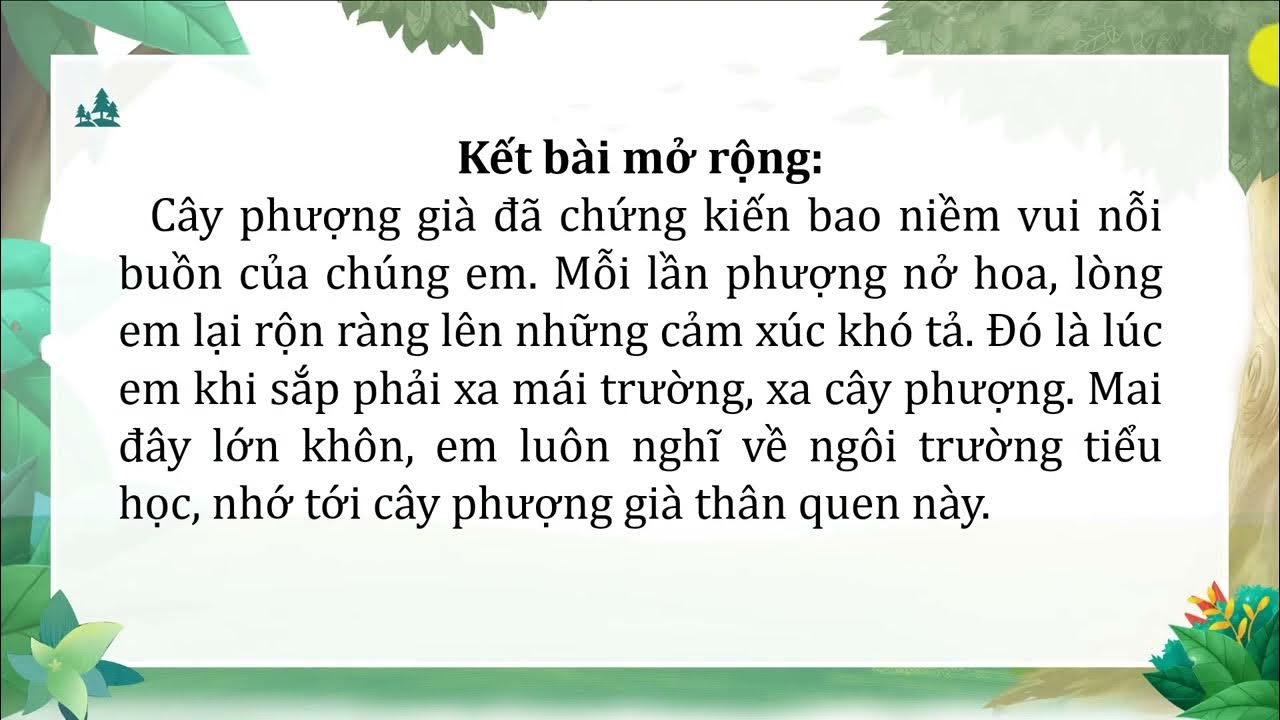 Bài Văn Tả Cây Phượng Lớp 4 Kết Bài Mở Rộng