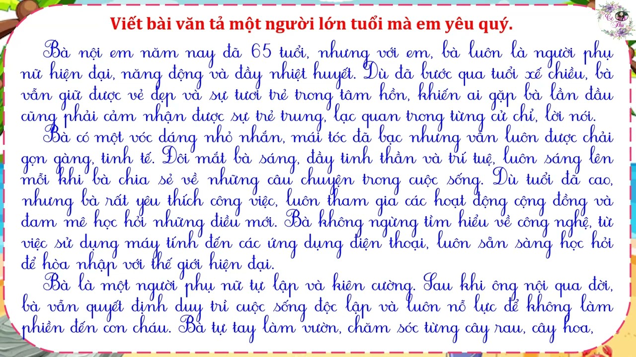 Bài Văn Tả Một Người Mà Em Yêu Quý