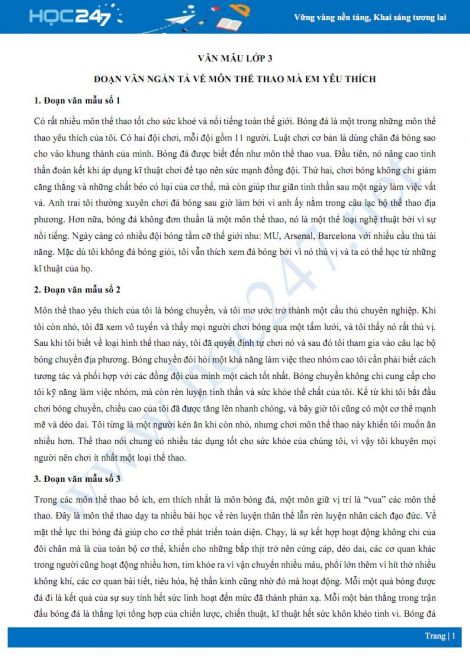 Bài Văn Tả Về Môn Thể Thao Lớp 3: Bóng Đá Sôi Động Gallery 2