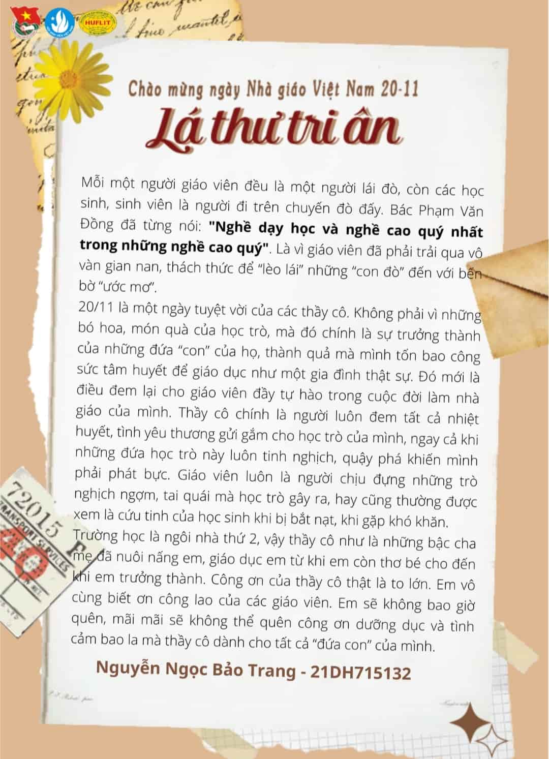 Bài Viết Tri Ân Thầy Cô Lớp 12 Ngắn Gọn