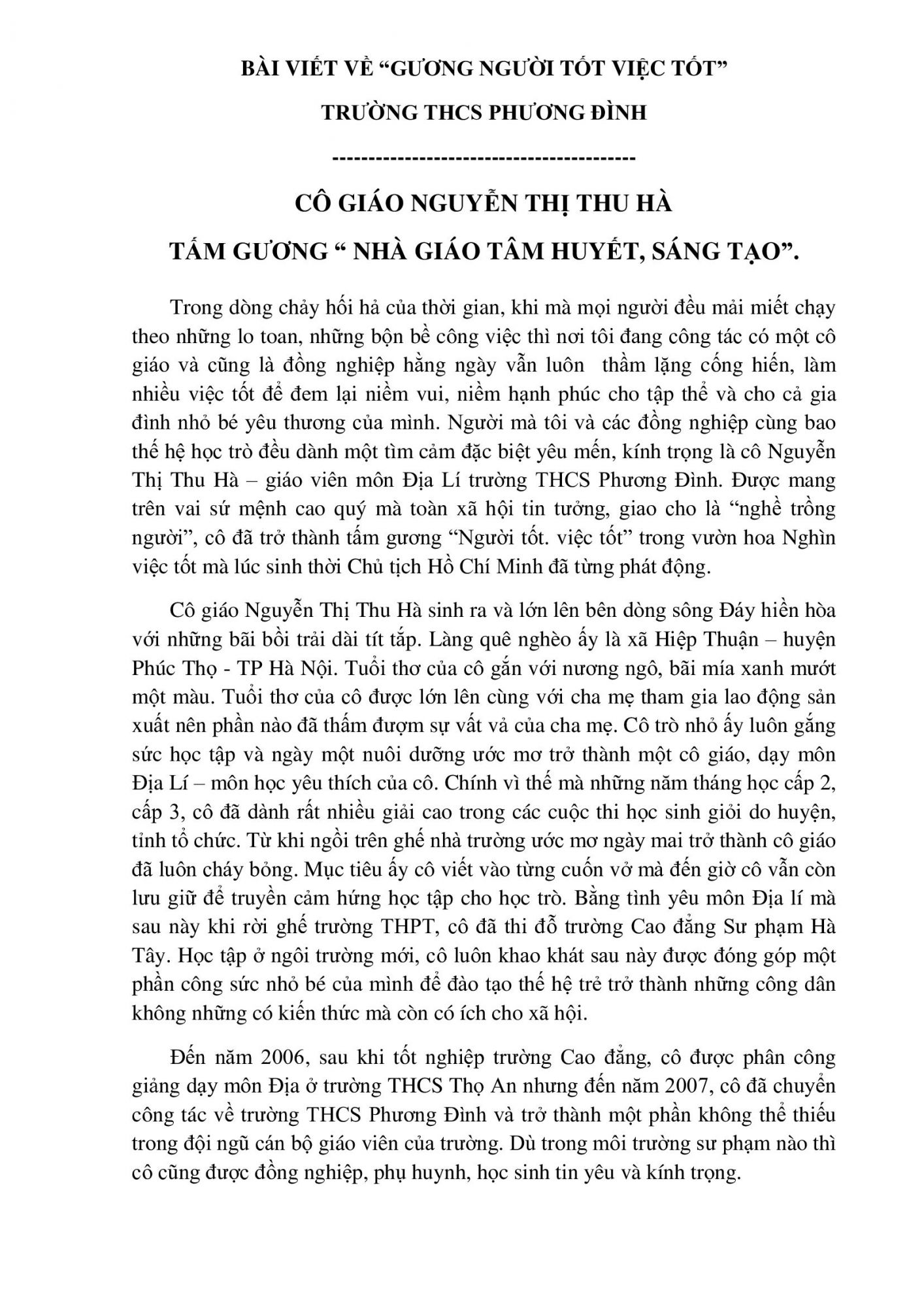 Những Tấm Gương Người Tốt Việc Tốt Trong Cuộc Sống