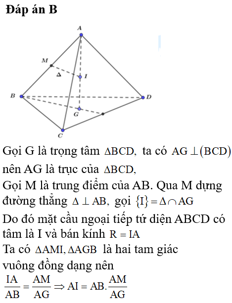 Bán kính mặt cầu ngoại tiếp tứ diện đều
