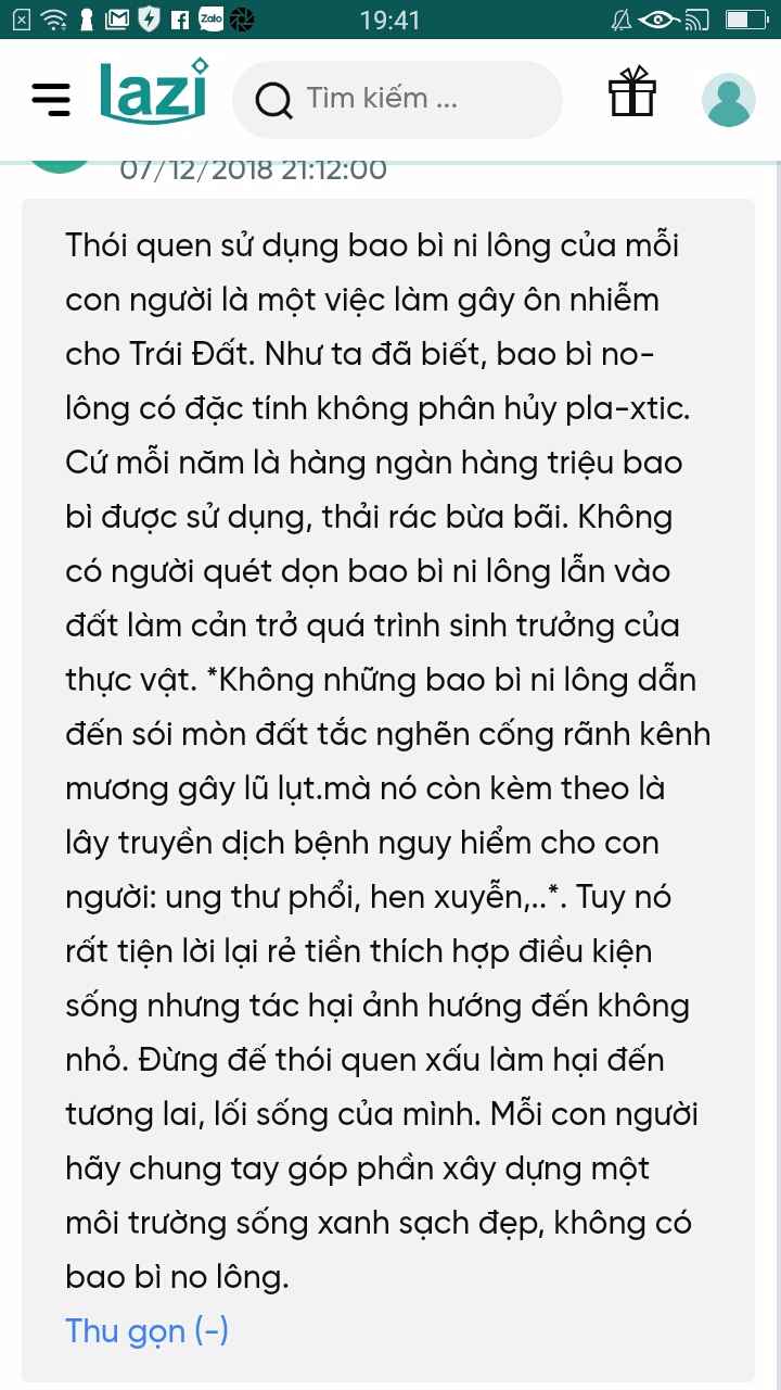 Tôi đã làm gì để hạn chế sử dụng bao bì ni lông?