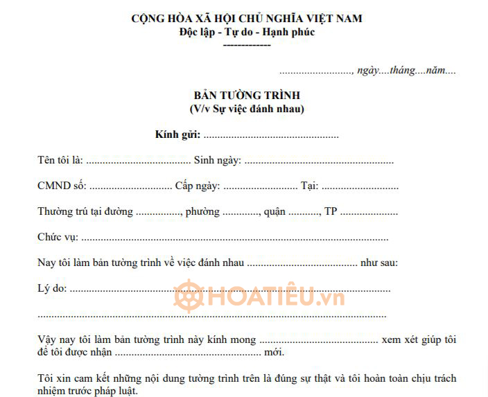 Bản Tường Trình Đánh Nhau: Cách Viết và Mẫu Chuẩn