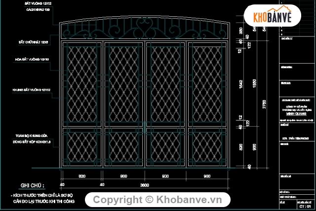 Bản vẽ cửa cổng 4 cánh chi tiết và mẫu đẹp
