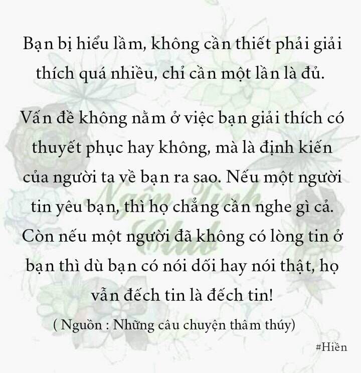 Bị hiểu lầm không cần giải thích