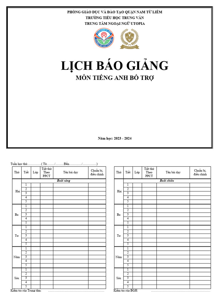 Mẫu Bìa Lịch Báo Giảng Đẹp, Chuyên Nghiệp & Miễn Phí Gallery 2