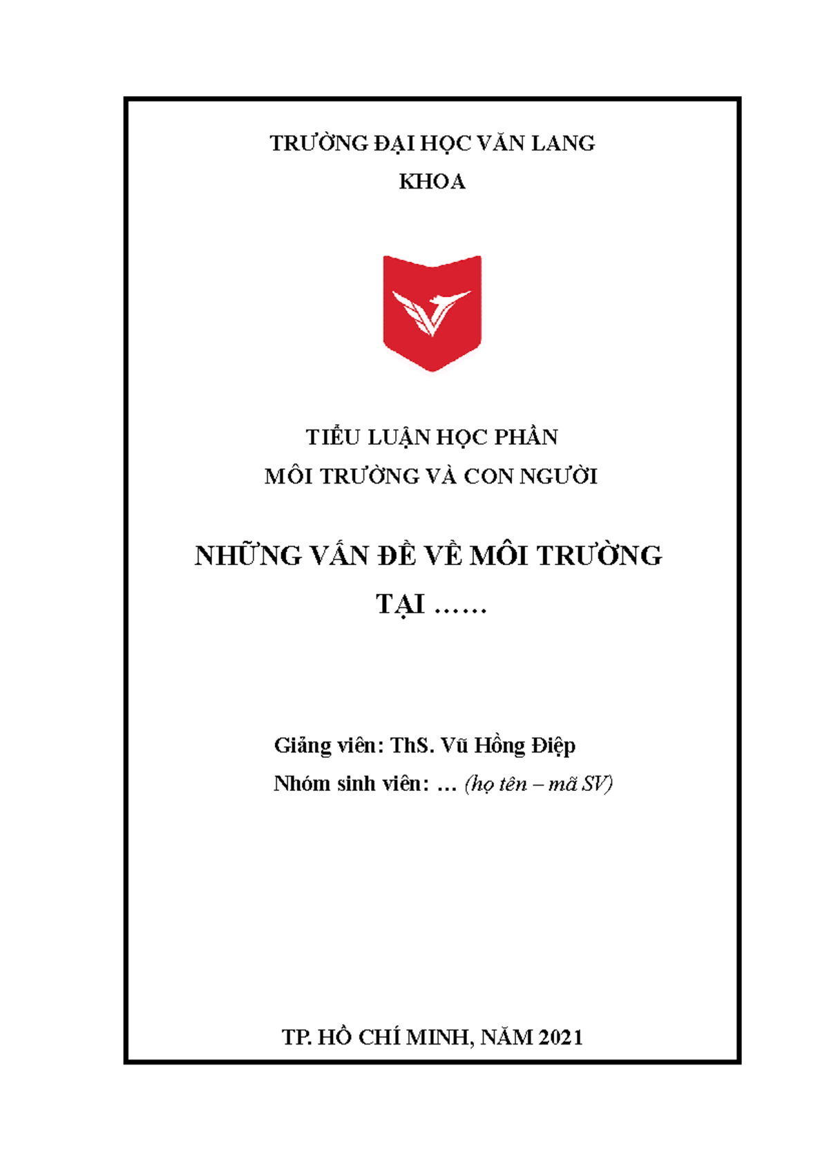 Bìa Tiểu Luận Văn Lang: Hướng Dẫn Thiết Kế Chuyên Nghiệp