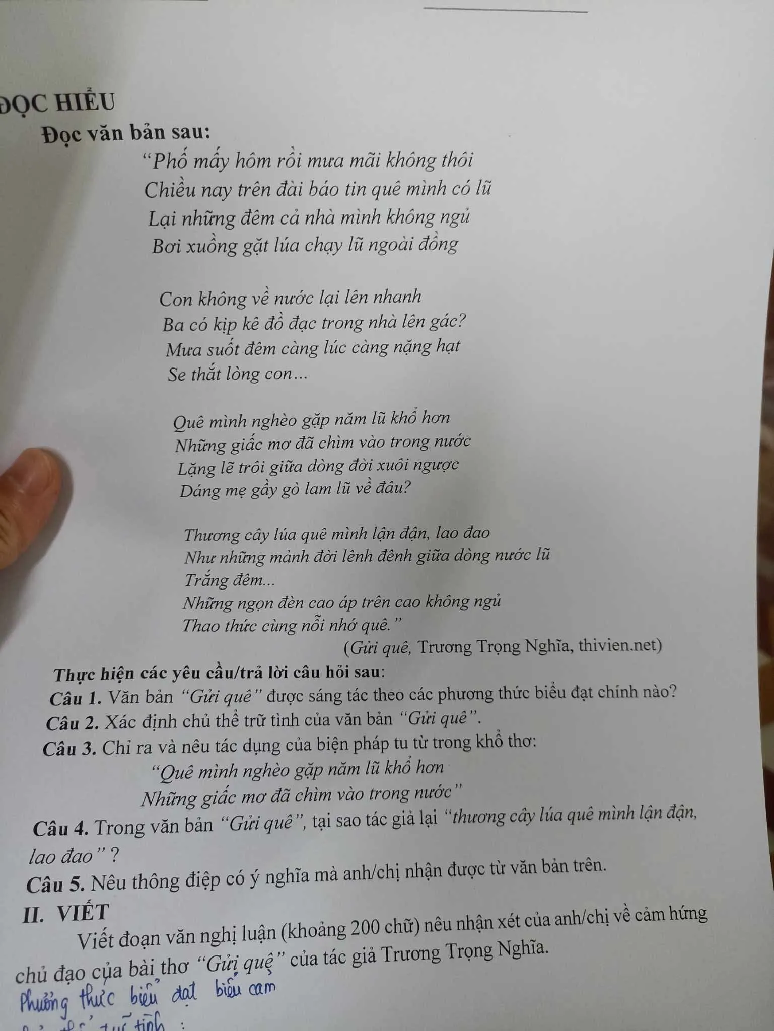 Phương Thức Biểu Đạt Bài Thơ Quê Hương Gallery 2