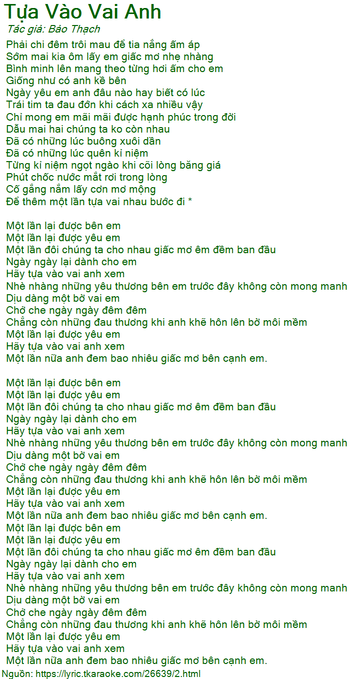 Bờ vai anh đấy, tựa vào đi nếu em đang buồn