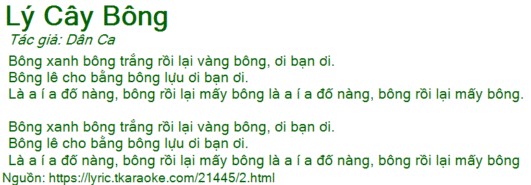 Bông xanh bông trắng rồi lại vàng bông ơi người ơi