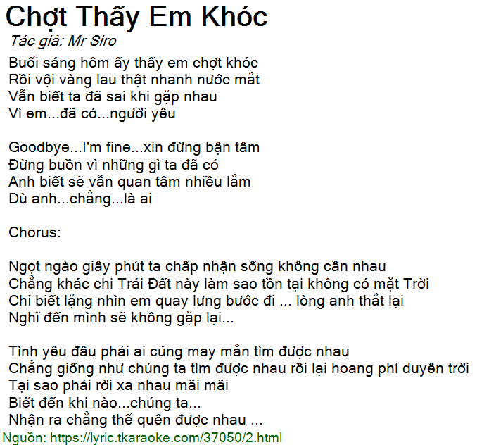 Buổi Sáng Hôm Ấy Thấy Em Chợt Khóc