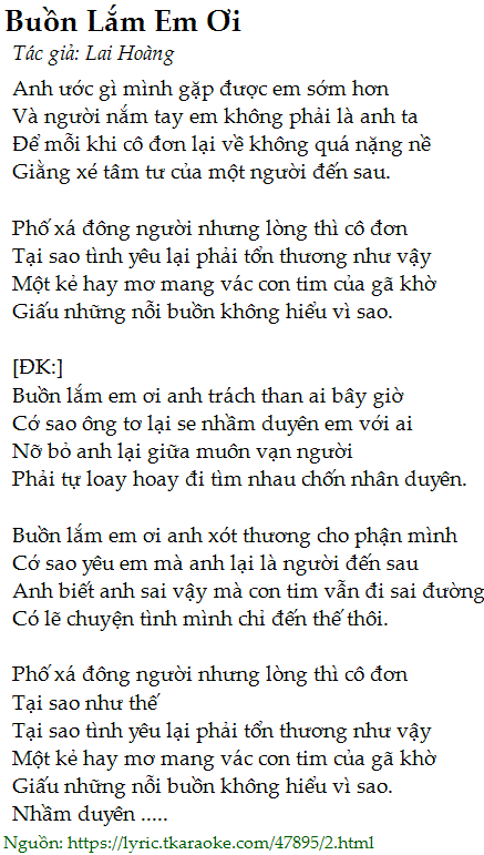 Buồn lắm em ơi anh trách than ai bây giờ
