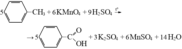 Phản ứng C6H5CH3 + KMnO4 + H2SO4