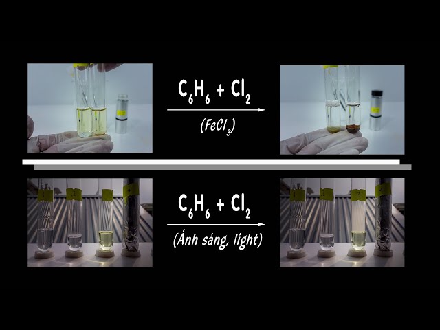 C6H6 + Cl2 ánh sáng: Phản ứng thế và sản phẩm