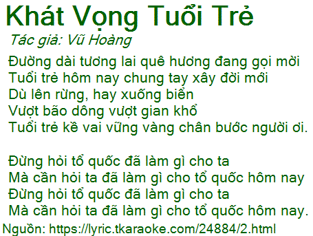Lời Bài Hát Tốp Ca Nam Nữ Khát Vọng Tuổi Trẻ Gallery 1