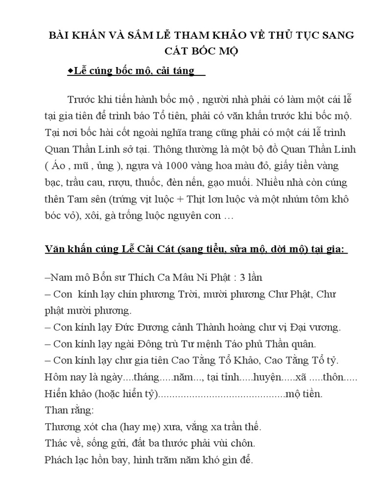 Văn Khấn Bốc Mộ Chuẩn Nhất Gallery 1