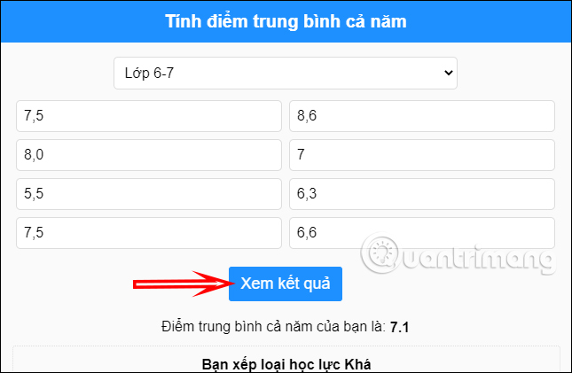 Tính Điểm Trung Bình Online Gallery 1