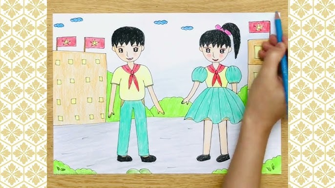 Cách Vẽ Học Sinh Nữ Đơn Giản Nhất Gallery 2