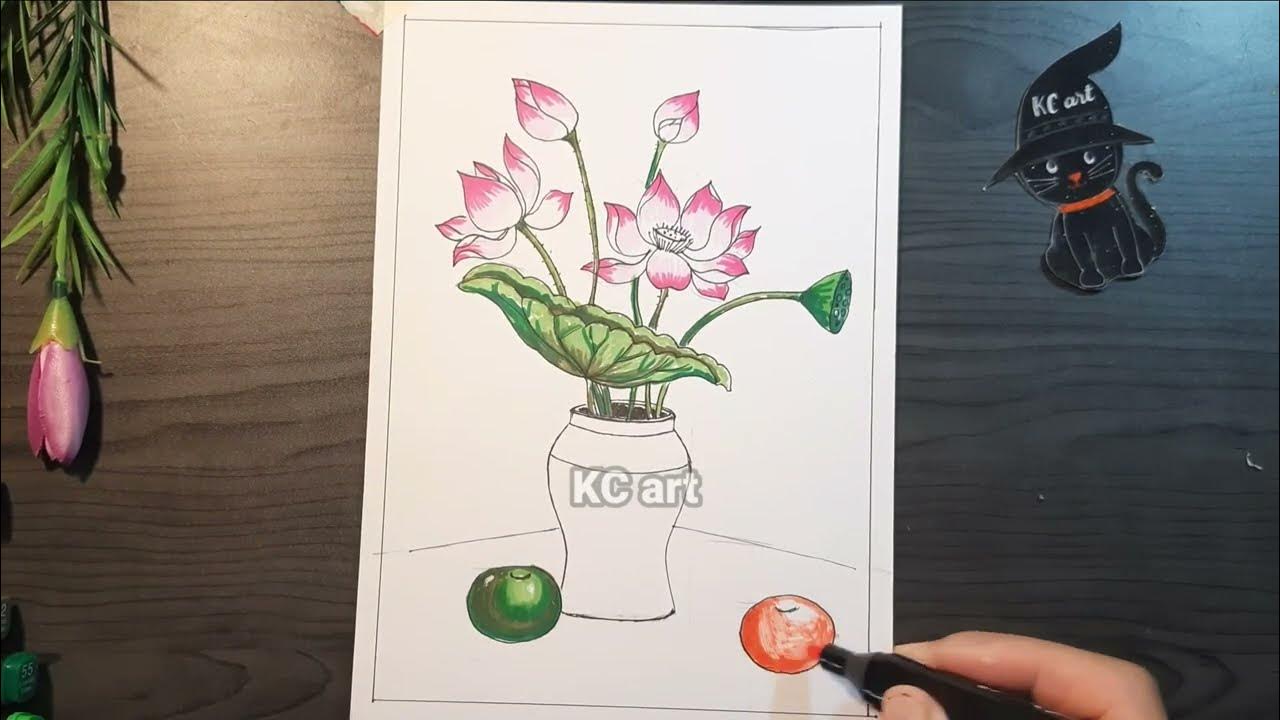 Vẽ Lọ Hoa Sen: Hướng dẫn chi tiết và các mẫu tranh đẹp Gallery 1