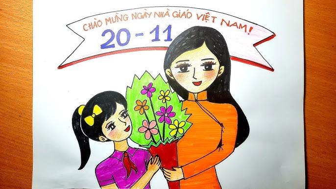 Vẽ tranh 20/11 đơn giản đẹp lớp 6 Gallery 2