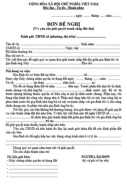 Mẫu đơn đề nghị giải quyết vụ việc Gallery 1