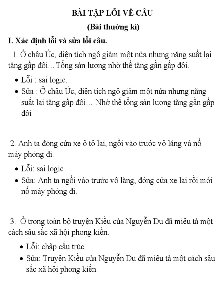 Xác định lỗi sai trong các câu sau và sửa lại cho đúng Gallery 1